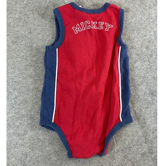 VINTAGE Disney Mickey Mouse Romper Infant Baby 18M Red Sleeveless One Piece Y2K - Picture 2 of 6